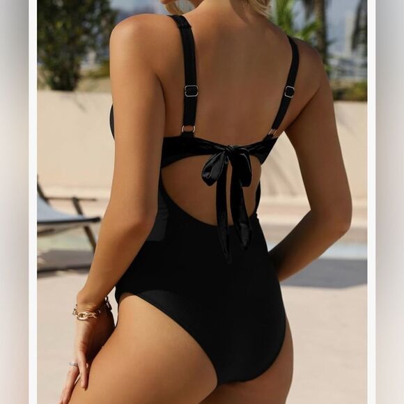 VIMPUNEC One Piece Tummy Control High Waisted Cut Out Swimwear M - Picture 2 of 8